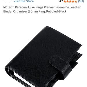Pebbled Black Leather Ring Planner Organizer - Moterm